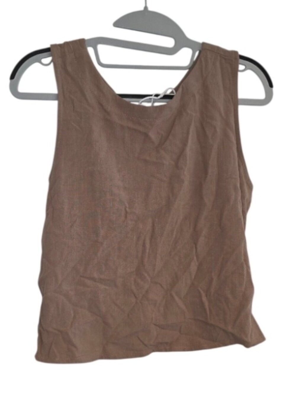 Anrabess Beige Tank Top Linen Blend Sz M Button Detail Summer Preppy